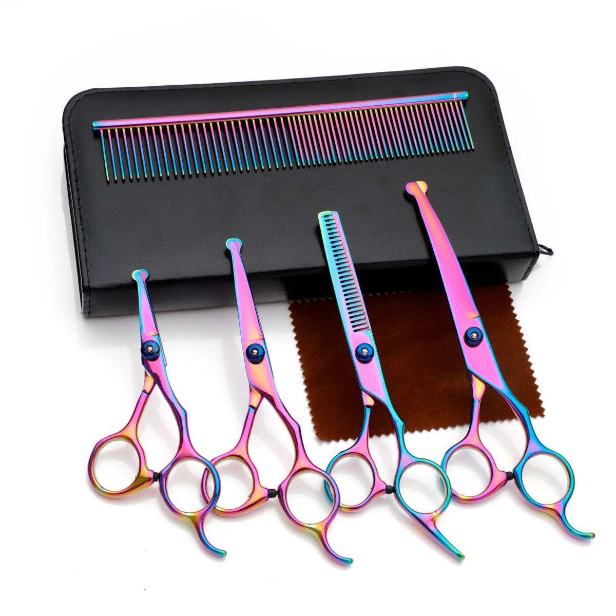 Pet Scissors, Stainless Steel, Black, Round Tips