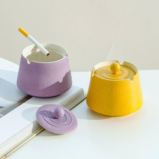 Spiral-patterned Ceramic Ashtray For Home Use