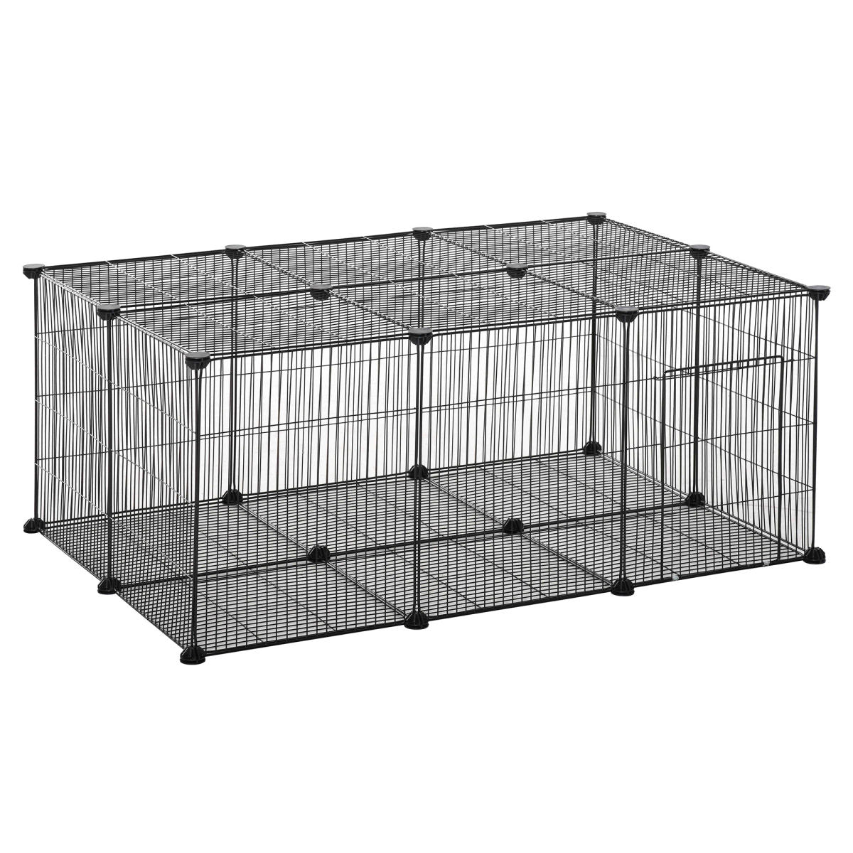 PawHut Pet Playpen DIY Small Animal Cage Metal Fence With Door, 22 Pieces, For Bunny Chinchilla Hedgehog Guinea Pig