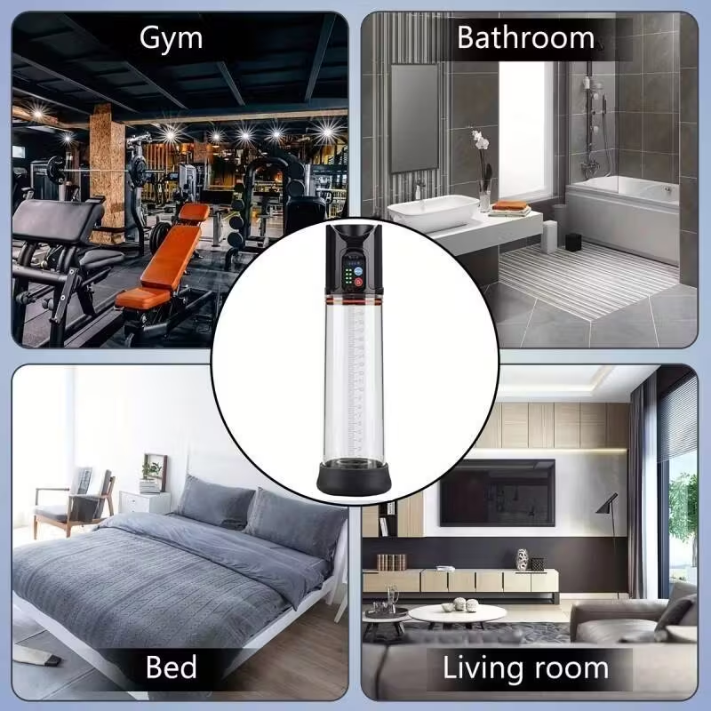 2-in-1 Pump Vacuum Pump And Silicone Extender For Men's Enhancement And Muscle Massage Black