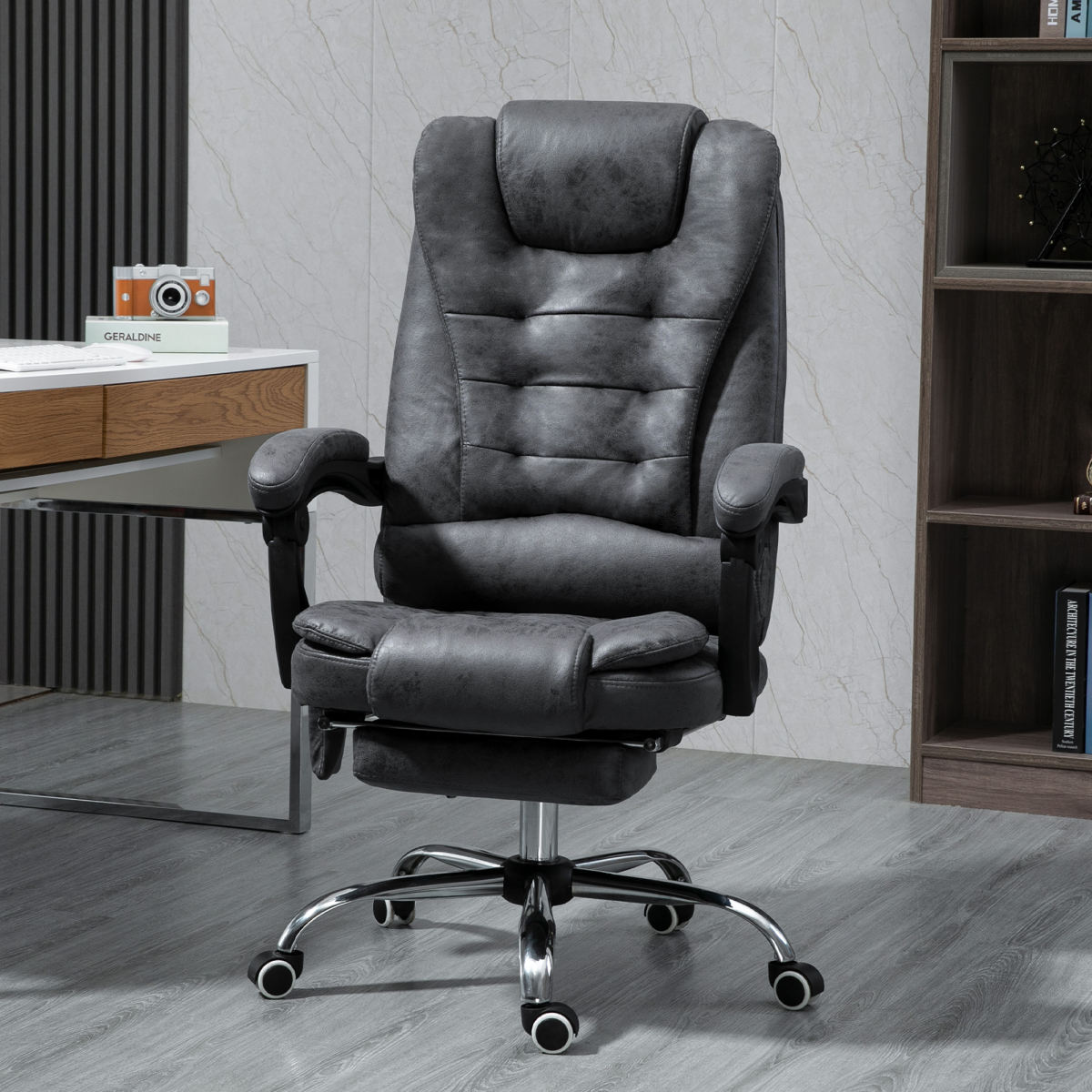 Vinsetto Heated 6 Points Vibration Massage Executive Office Chair Adjustable Swivel Ergonomic High Back Desk Chair Recliner With Footrest Dark Grey