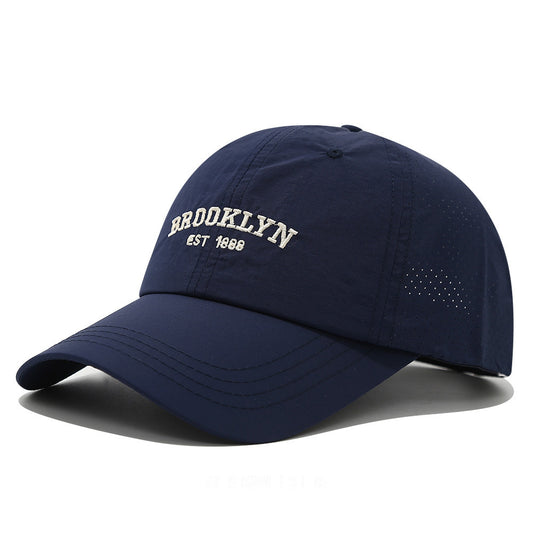 Men's And Women's Slim-fit Mesh Embroidered Letter Brooklyn Fashion Streetwear Baseball Cap Suitable For Daily Commuting, Outdoor Camping, And Weekend Outings.