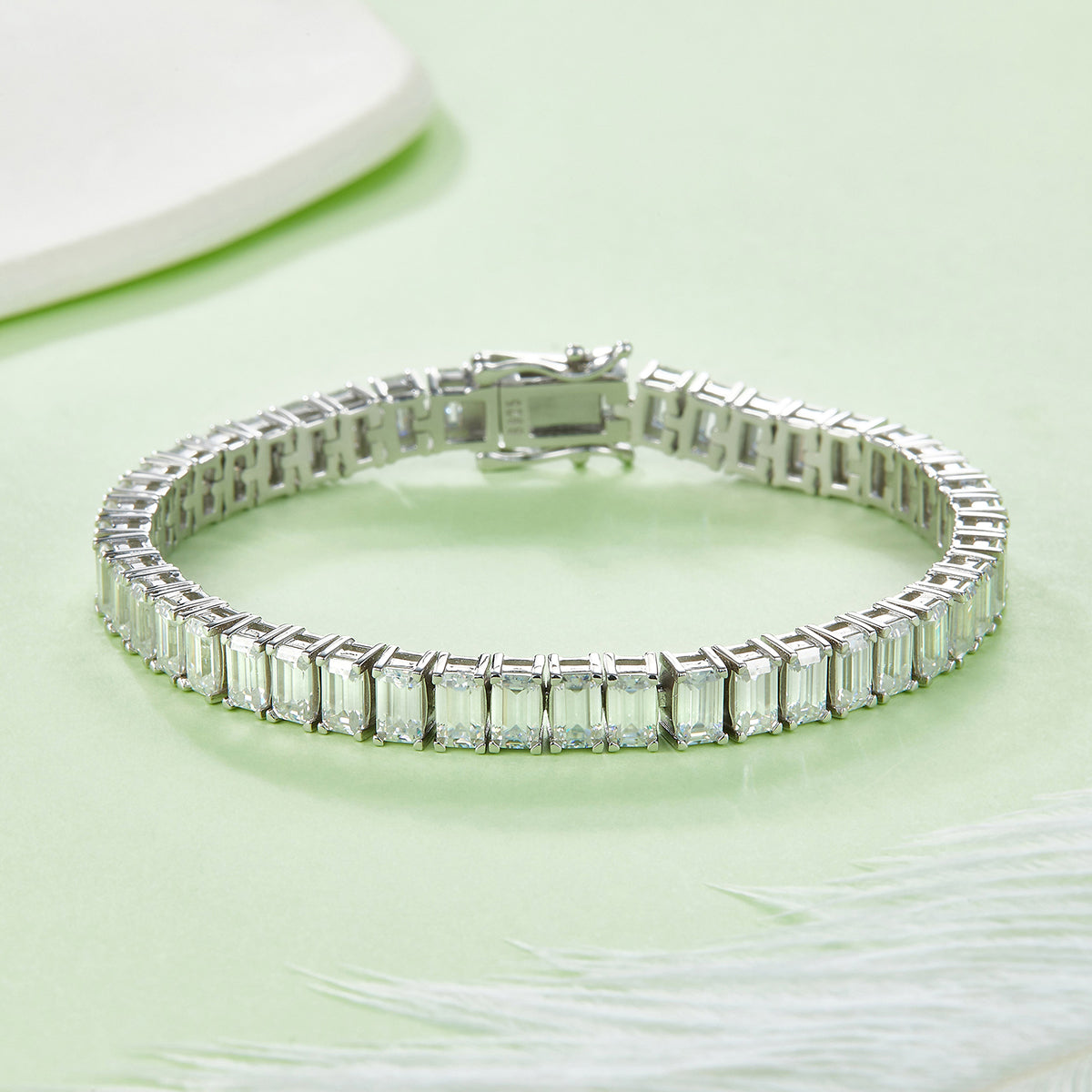 S925 Sterling Silver 5x3mm Baguette Cut Moissanite Tennis Bracelet D Color VVS1 16-18-20cm GRA Certified Platinum Plated Gift Box