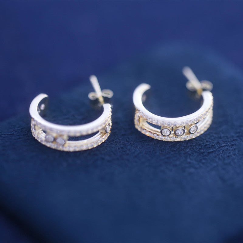 S925 Sterling Silver Active Bead Stud Earrings For Women
