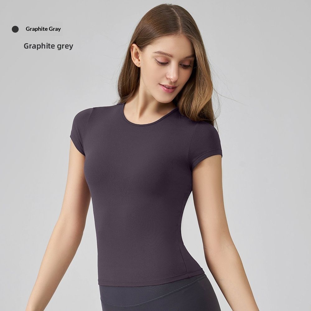 Nude-feel Yoga Short-sleeve Running T-shirt Waist-cinching And Slimming Breathable And Comfortable