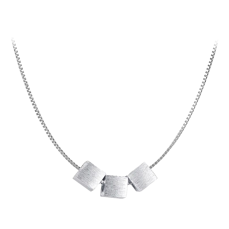 1pcs 999 Sterling Silver Cube Pendant Necklace, Minimalist Chic Style, For Daily Wear & Office Casual Outfits