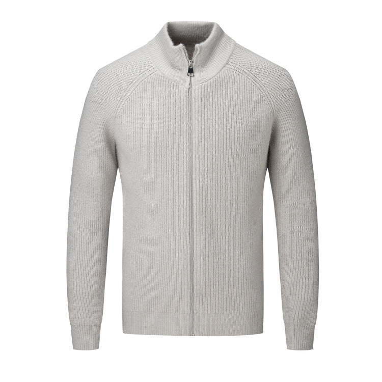 Men's Korean-style Stand-collar Sweater Casual Handsome Slim Knit Cardigan Jacket