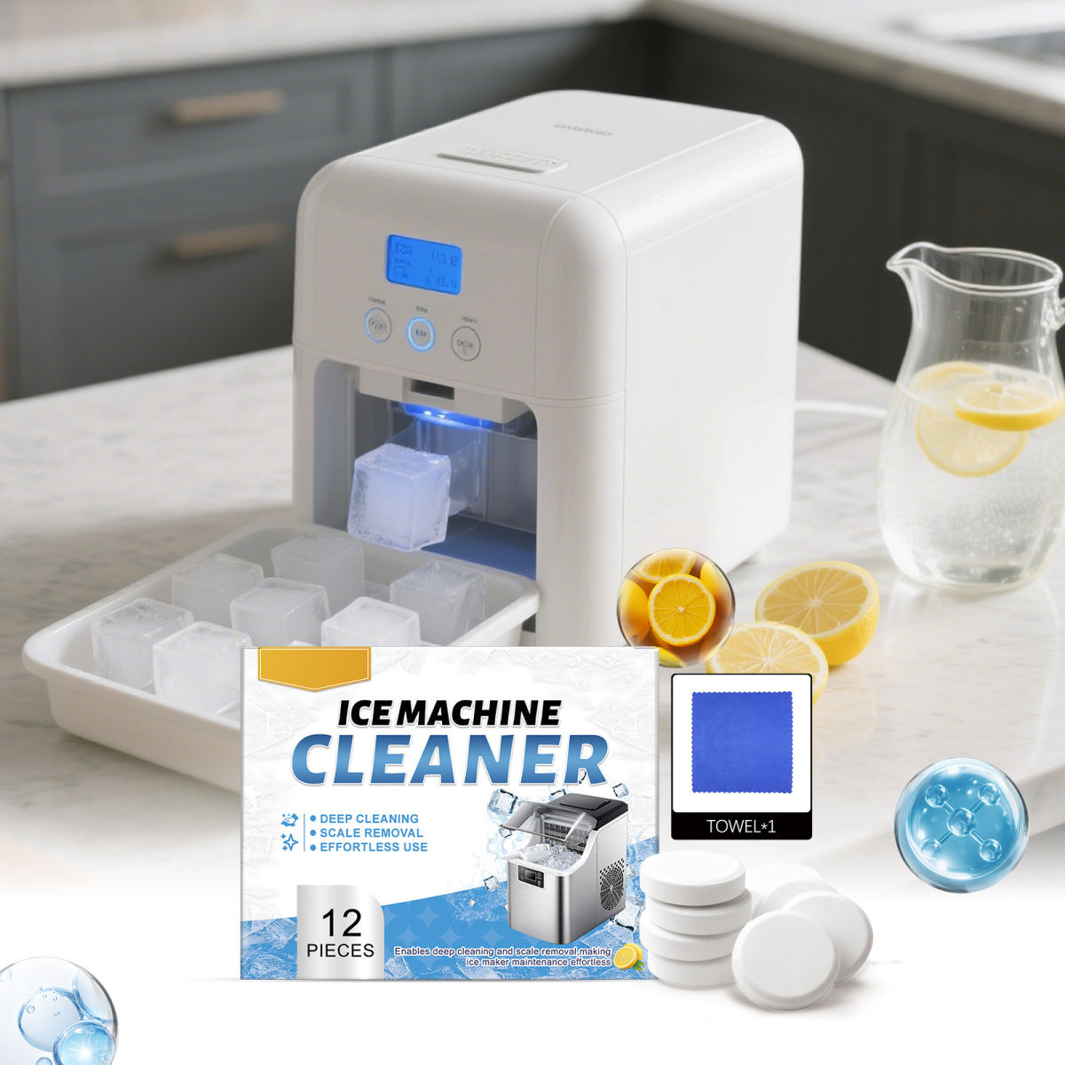 Ice Maker Cleaning Tablets For Home Ice Makers Removes Stains And Limescale, Gentle Ingredients For Daily Cleaning And Care.