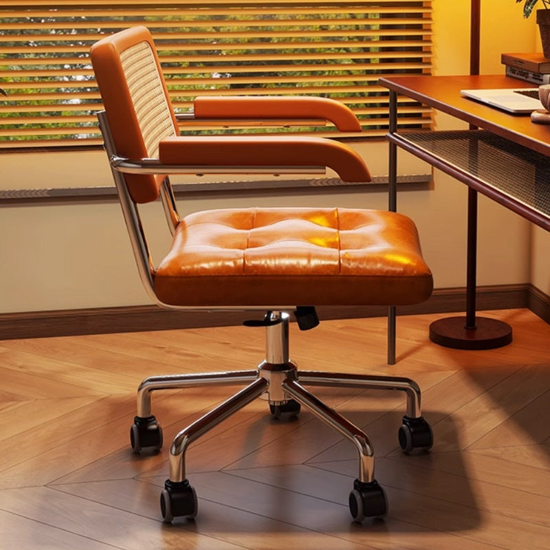 Wicker Computer Chair A Comfortable Height-adjustable Swivel Chair