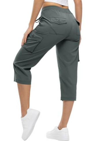 Women's Multi-Pocket Cargo Capri Pants, Sports Casual Outdoor Trousers, Lightweight Quick Dry Hiking Pants, Casual Pants