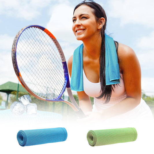 2 Stück Kühlende Handtücher In Blau Und Grün - Erfrischungstücher Für Sport, Fitness Und Outdoor-Aktivitäten