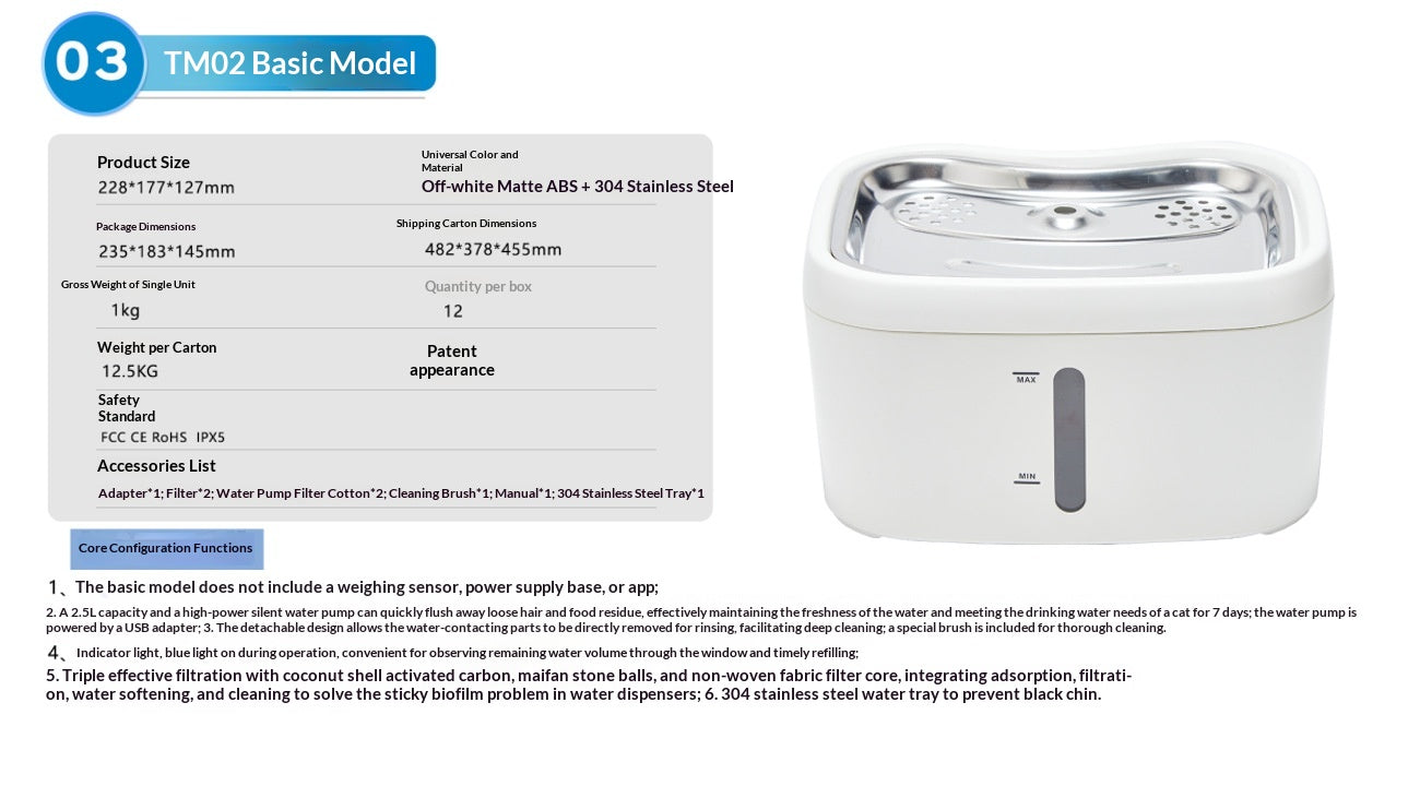 Smart Cat Water Fountain With Automatic Sensor And Wireless Power Supply