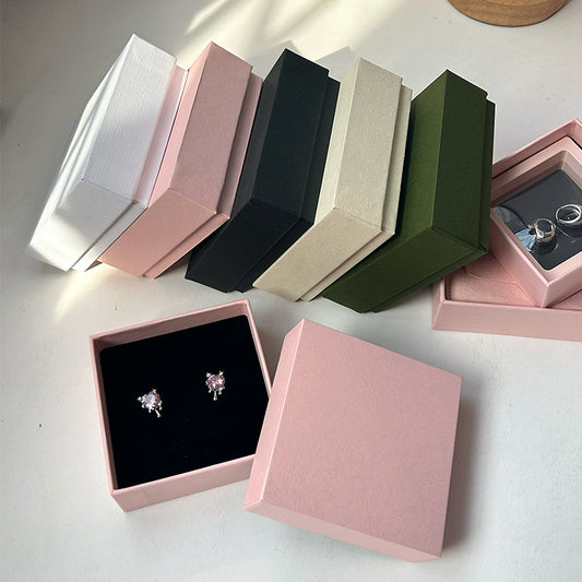 Solid Color Paper Jewelry Box - Tian Di Gai Gift Packaging for Necklaces Earrings Rings Bracelets