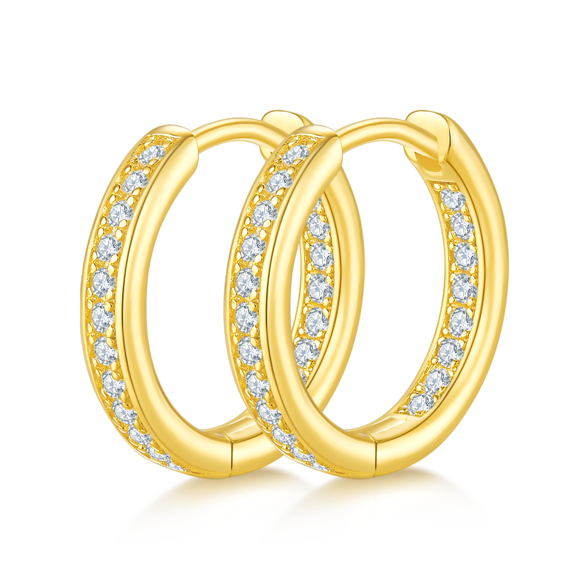 S925 Sterling Silver 40pcs Moissanite Huggie Hoop Earrings Women 14.5mm Platinum Plated GRA Certified Hypoallergenic Gift Box
