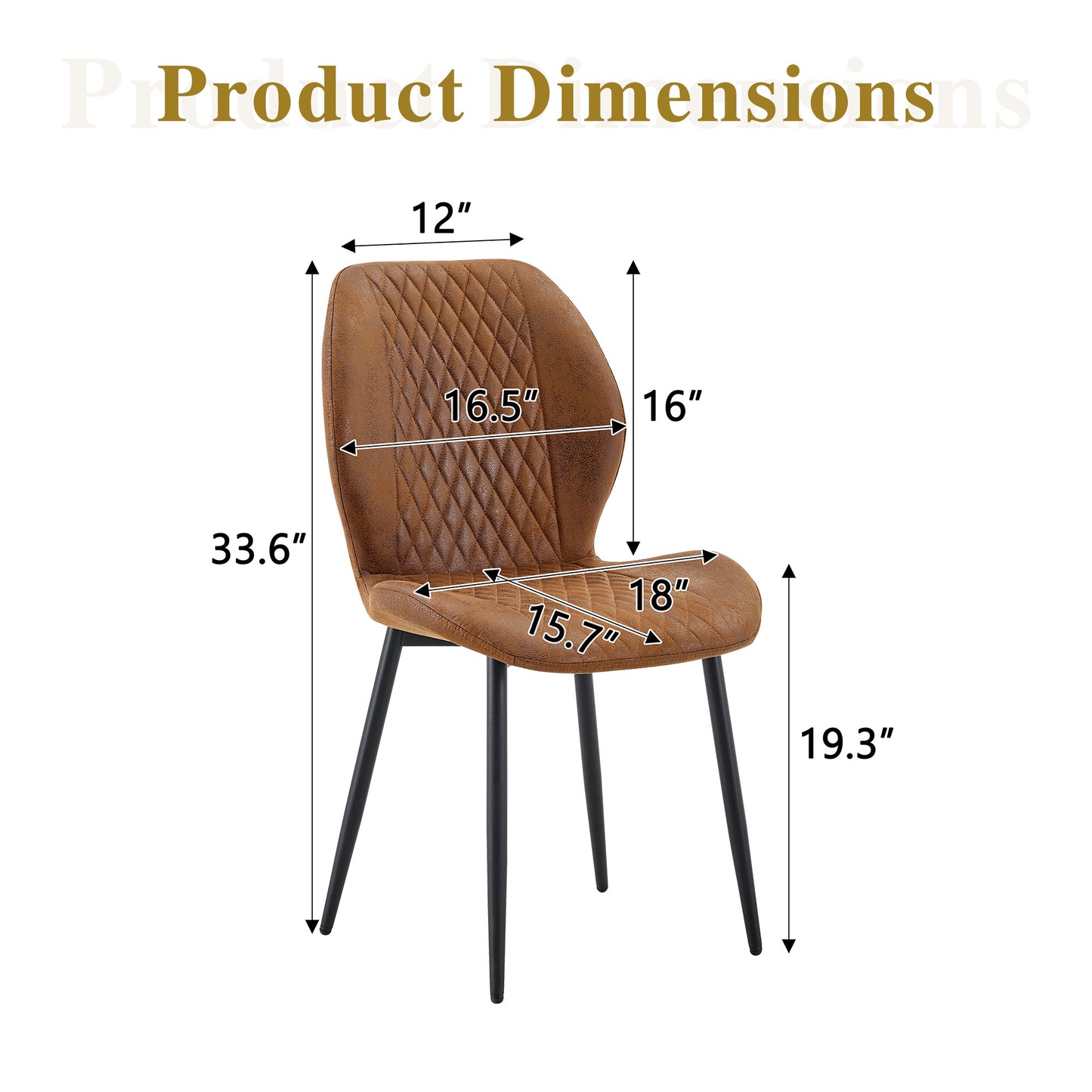4-piece Set Of Modern Luxury Brown Quilted Technology Fabric Dining Chairs With Black Metal Legs - Suitable For Home Restaurants, Commercial Cafes, And Multiple Scenarios.