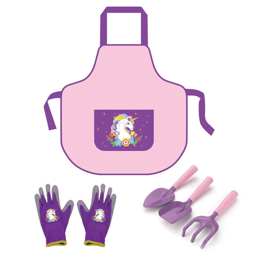 Unicorn Gardening Tool Set With Apron, 4-Piece Set, Gloves & Shovels, Magical Gardening Accessories For Party Decor, Theme Parties, Garden Parties, Planting Flowers, And Potting Herbs—Party Gifts