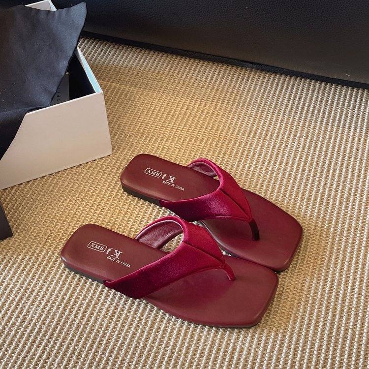 2026 New Korean Style Women's Soft Sole Flip Flops, Flat Toe Post Sandals For Outdoor Summer Wear, Casual Vacation Style Beach Shoes