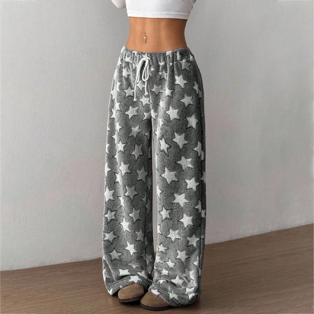 Plush Pentagram Casual Home High-Waisted Warm Pants