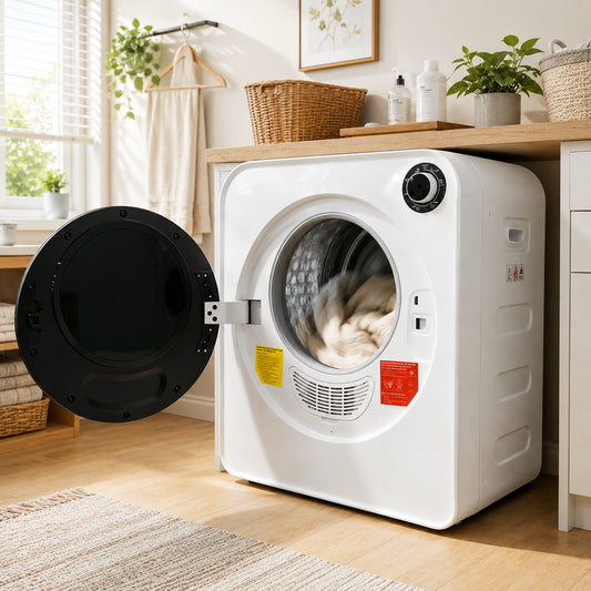 Heavy Duty Tumble Dryer   PTC Ceramic Heater & Stainless Steel Drum, 4 Programs Incl. Cooling Function, Double Safety, Stack Wall Mountable. PCM Housing, Nominal Capacity 3 Kg  Actually 4 Kg .