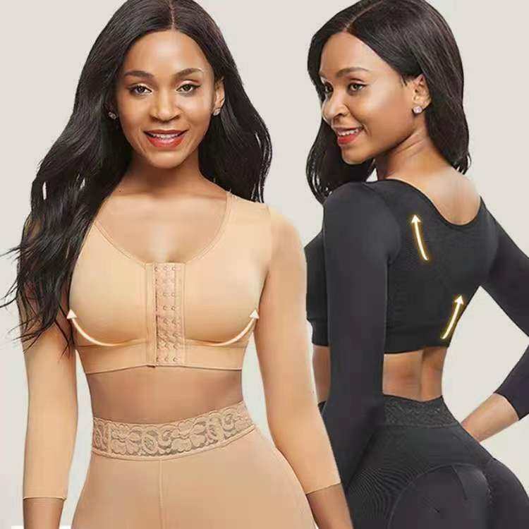 Front Closure Underwired Push Up Yoga Sports Underwear Fitness Running Anti-vibration 34 Sleeve Adjustable