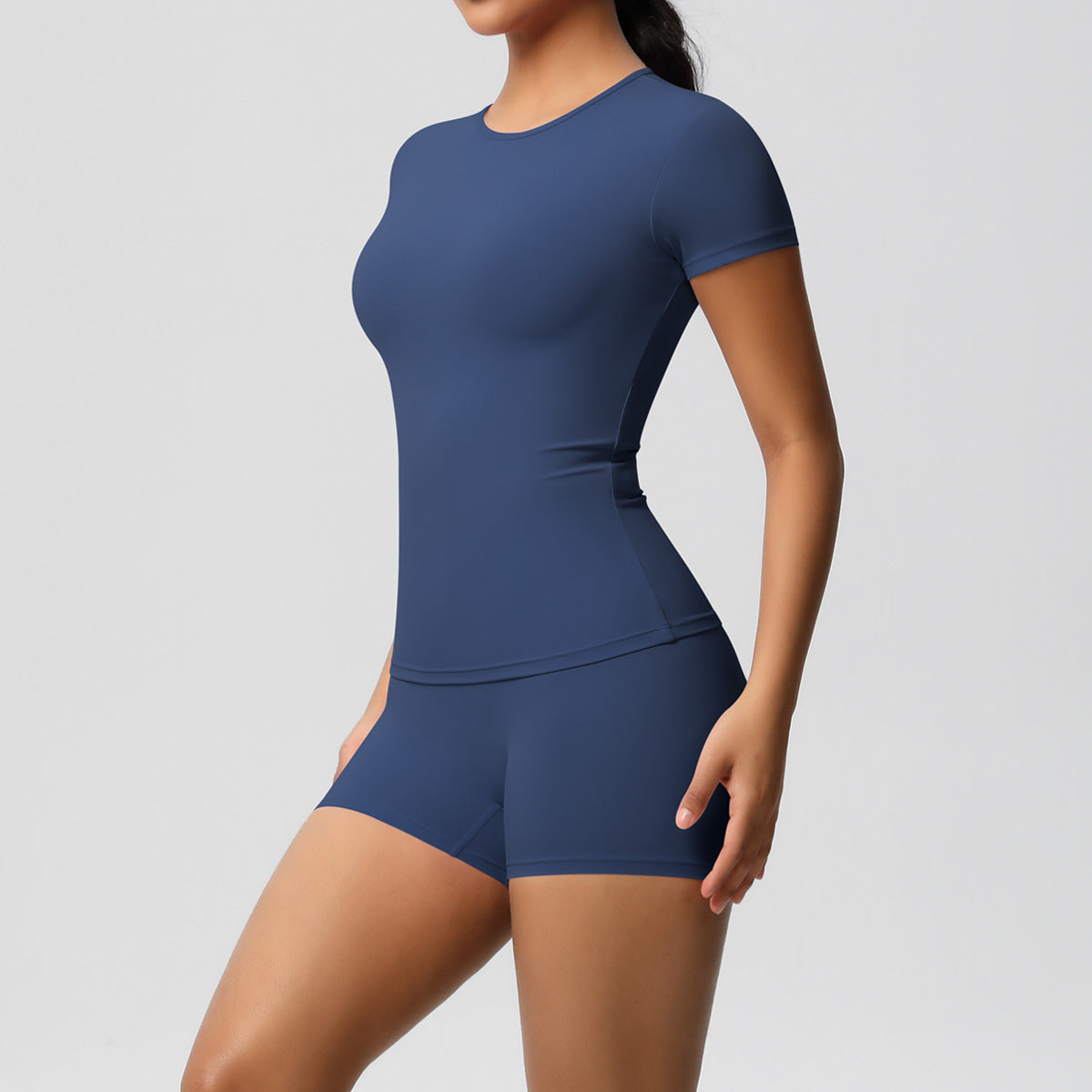 Slimming Stretchy T-Shirt And Fitness Shorts Set For Women