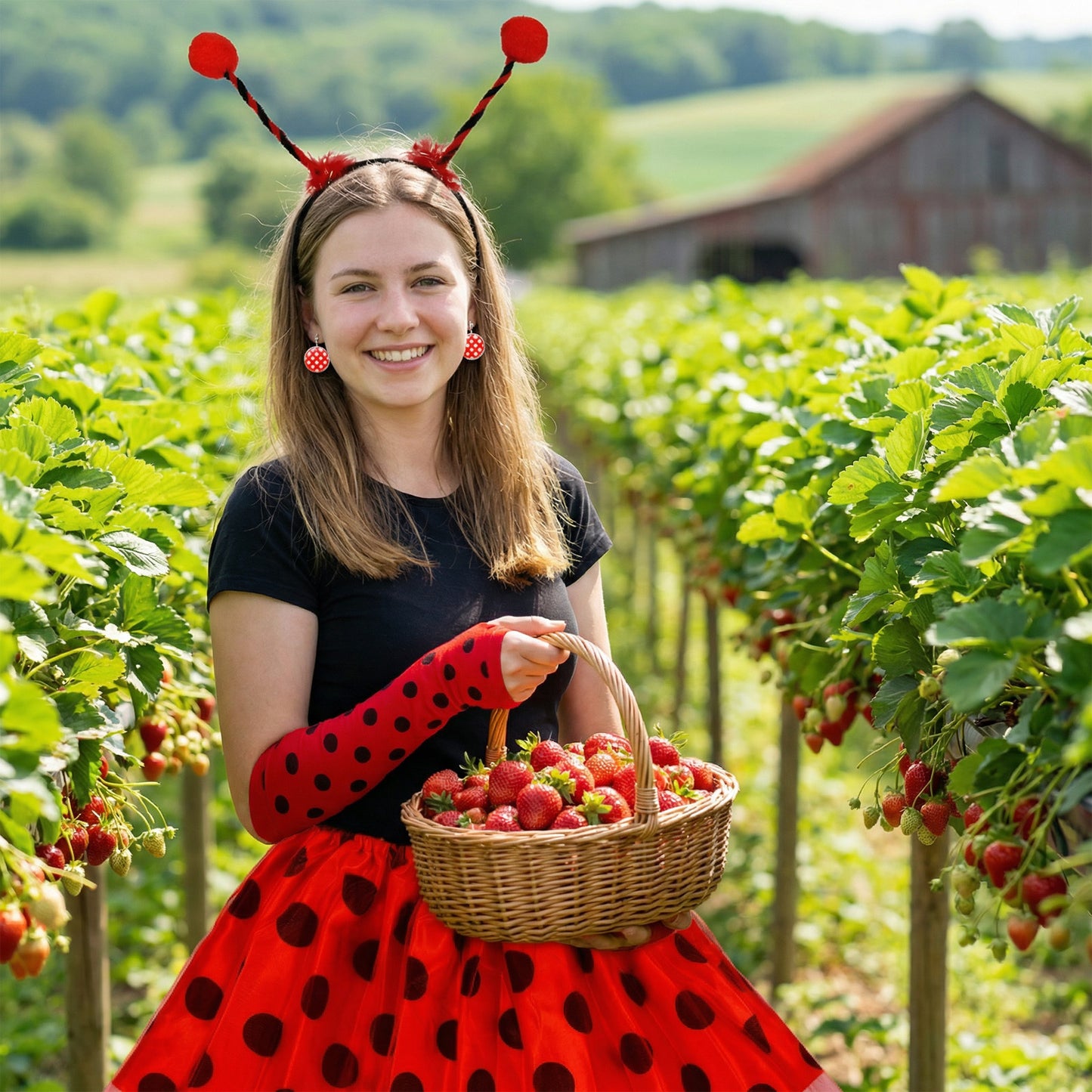 Ladybug Costume Set With Tulle Skirt & Accessories | Insect-Themed Party Outfit—Original Party Gifts For Adults