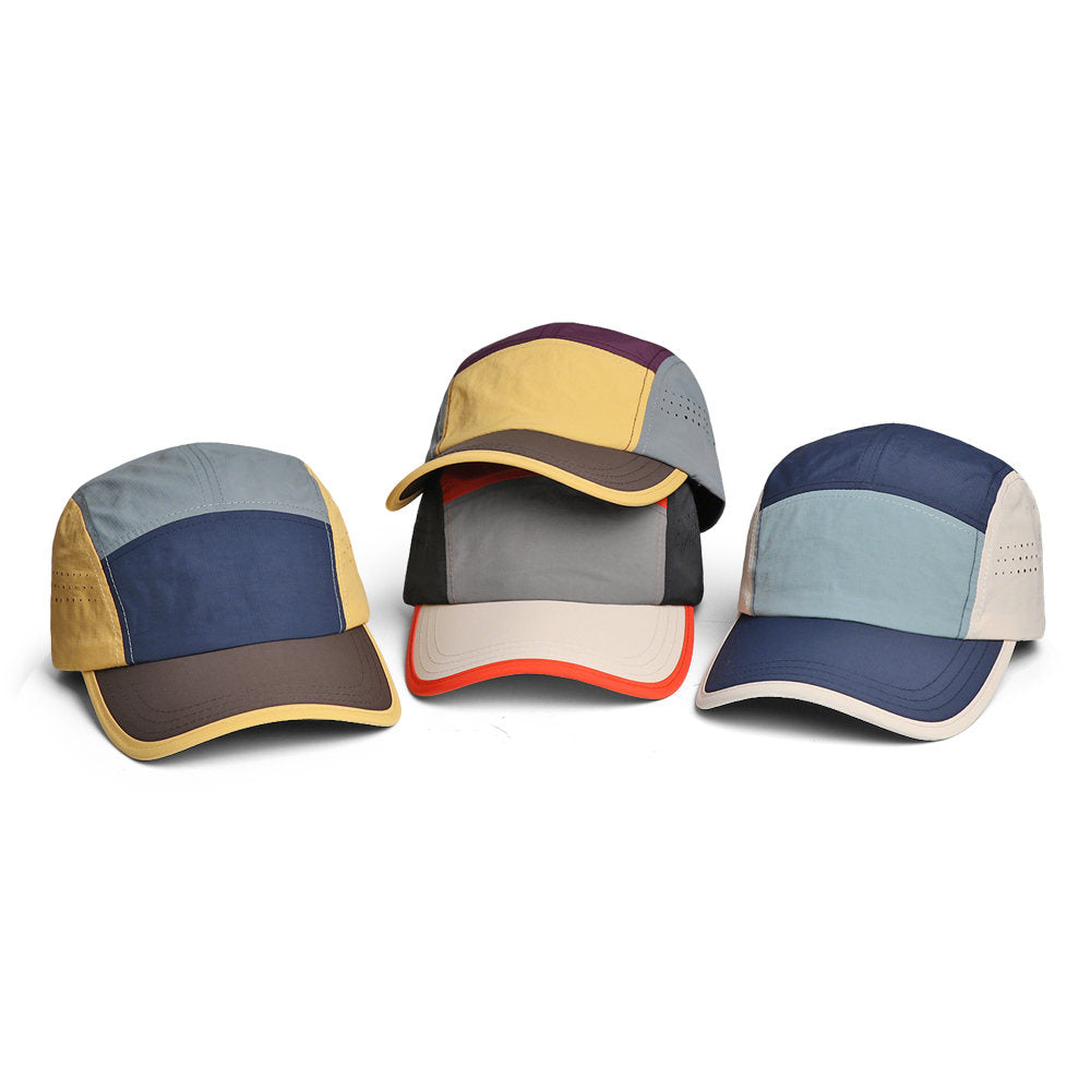 Color-matched Patchwork Quick-drying Sports Five-strap Hat, Lightweight Outdoor Camping Climbing Hat, Casual And Fashionable Soft-top Sun Protection Baseball Cap