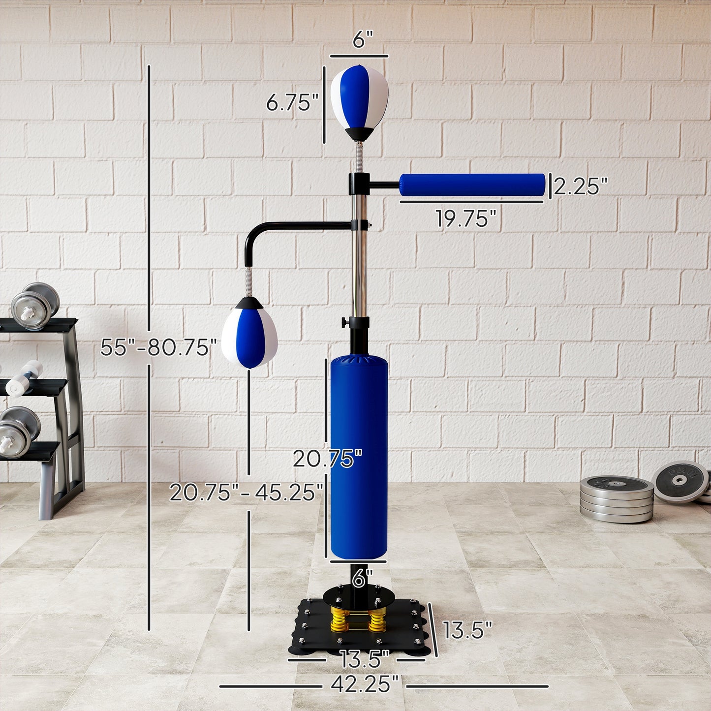 4.6-6.7 Speed Bag Boxing Bag Stand, Reflex Bag Boxing Training Equipment, Speed Punching Bag, Blue