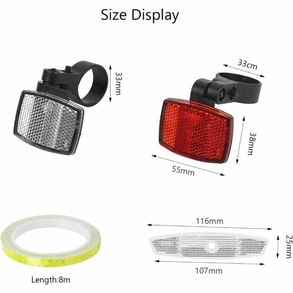 Bicycle Accessory Set (Front & Rear) + Spoke Clips – Silver & Yellow – Complete Set For City, Trekking, And Everyday Bikes – Practical Bicycle Accessories