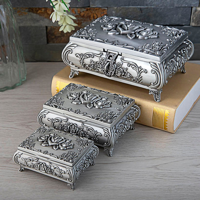 Retrostyle Jewelry Box For Necklaces Rings And Other Accessories Metal Storage Box With Lock And Clasp