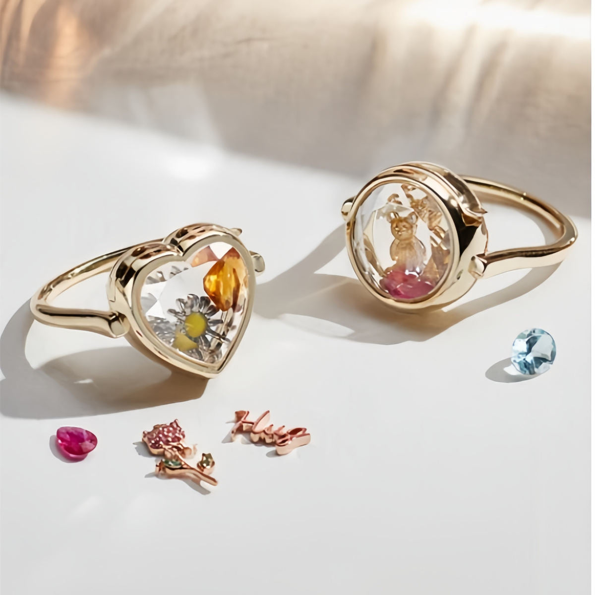 Stainless Steel 12month Shengchen Stone Round Box Ring Colorful Zircon Accessories