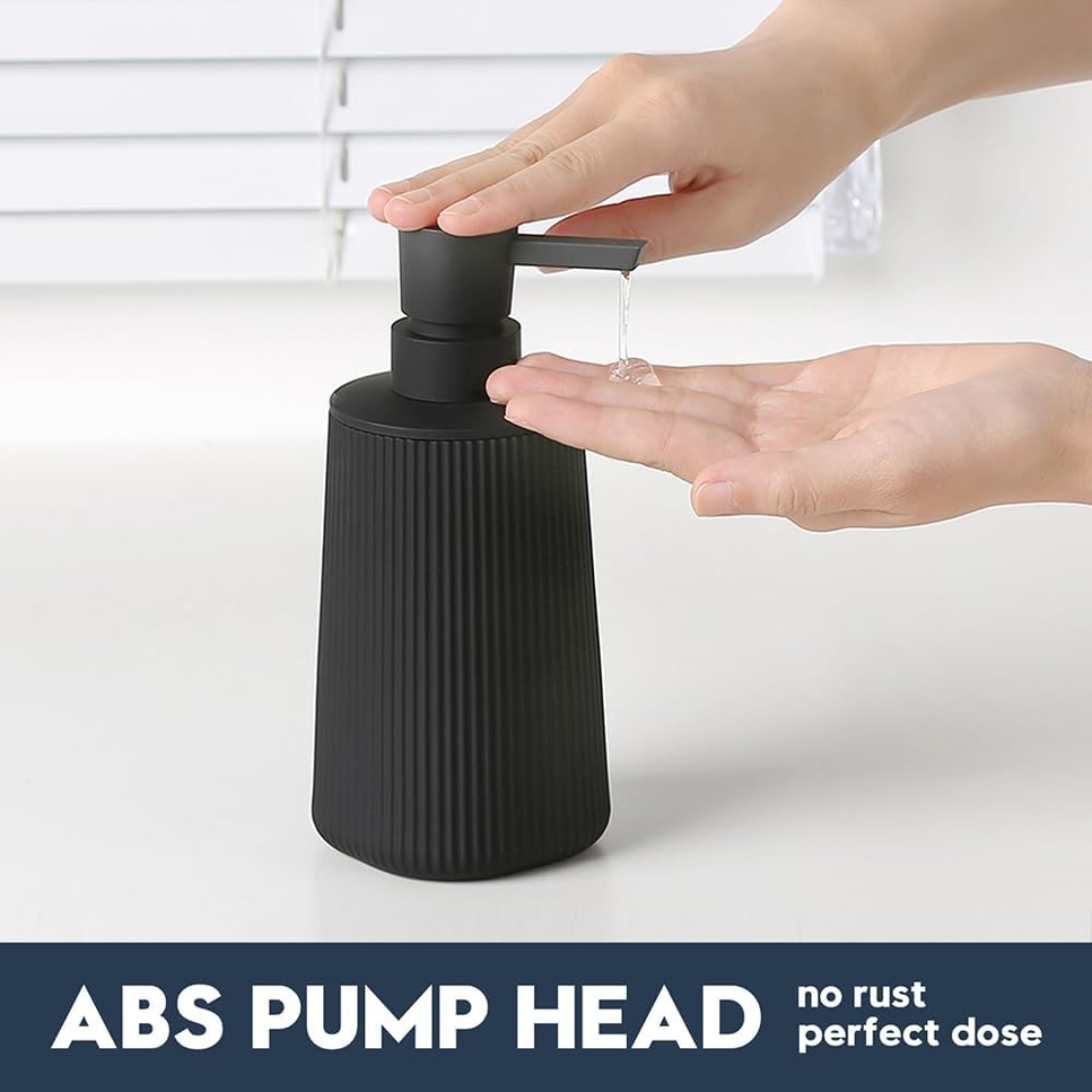 Small Soap Dispenser For Bathroom And Kitchen Modern Farmhouse Striped Style Plastic Hand Soap Dish Soap Dispenser With Pump Matte Black