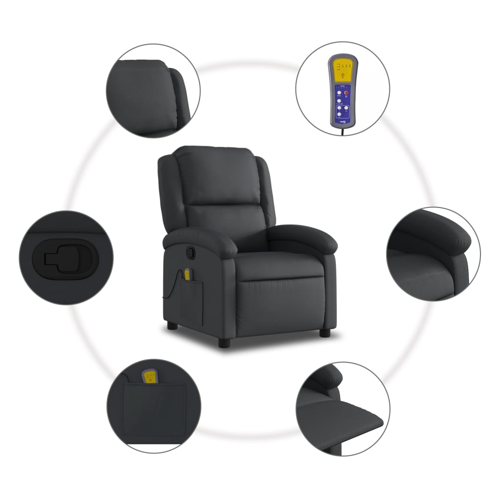 Massage Chair Recliner Genuine Leather   Massage Chair Recliner Dark Brown