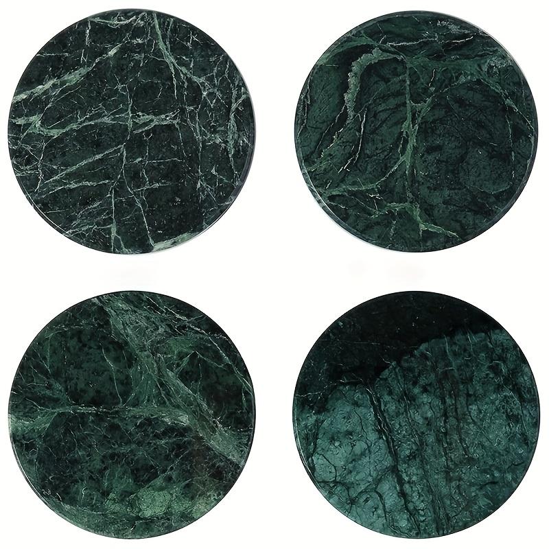 Set Of 4 Marble-Pattern Coasters  Heat-Resistant, Round Table Protection Pads Elegant Decor For Coffee Tables, Homes, And Bars Perfect Holiday Gift