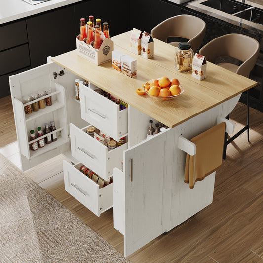 Kitchen Island, Removable Dividers, Castors Removable As Kitchen Cabinets, Dining Trolley With Worktop, Buffet Cabinet, Dining Trolley With Wood Grain, Side Towel Rail With Wheels, White