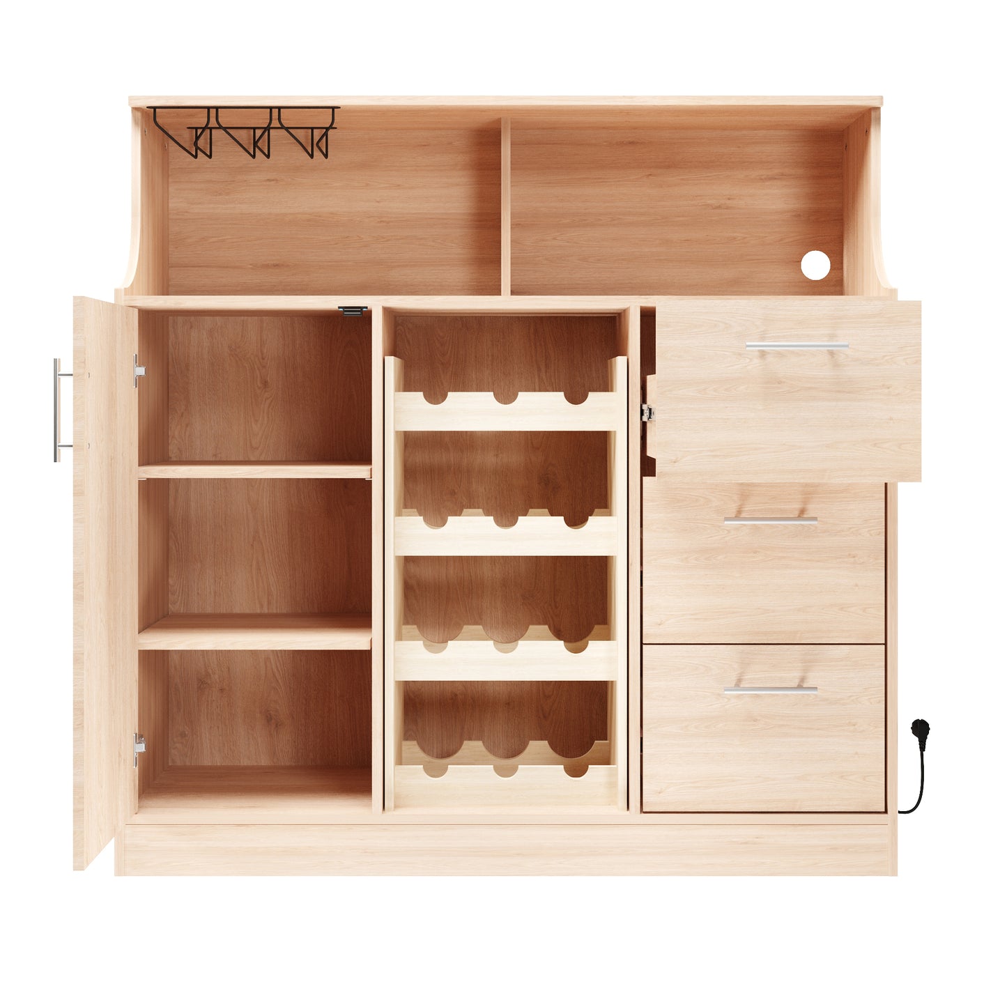 Sideboard, Restaurant-bar With LED, Sockets, Glass Holder, Wine Rack, Multi-layer Storage Space, Suitable For Use In The Restaurant And Kitchen