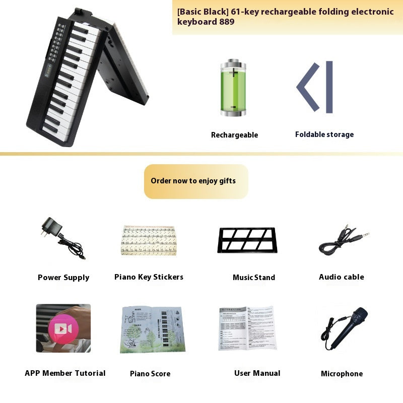 Charging Portable Smart Folding 61 Key Piano