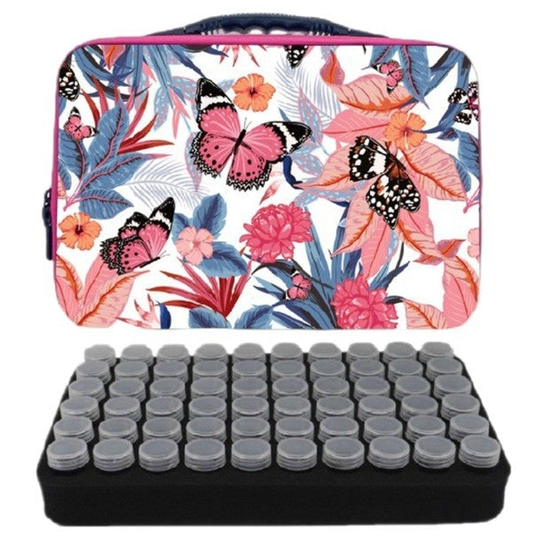 60-Compartment Printed Multi-Size Essential Oil Bottle Organizer Portable Travel Makeup Bag