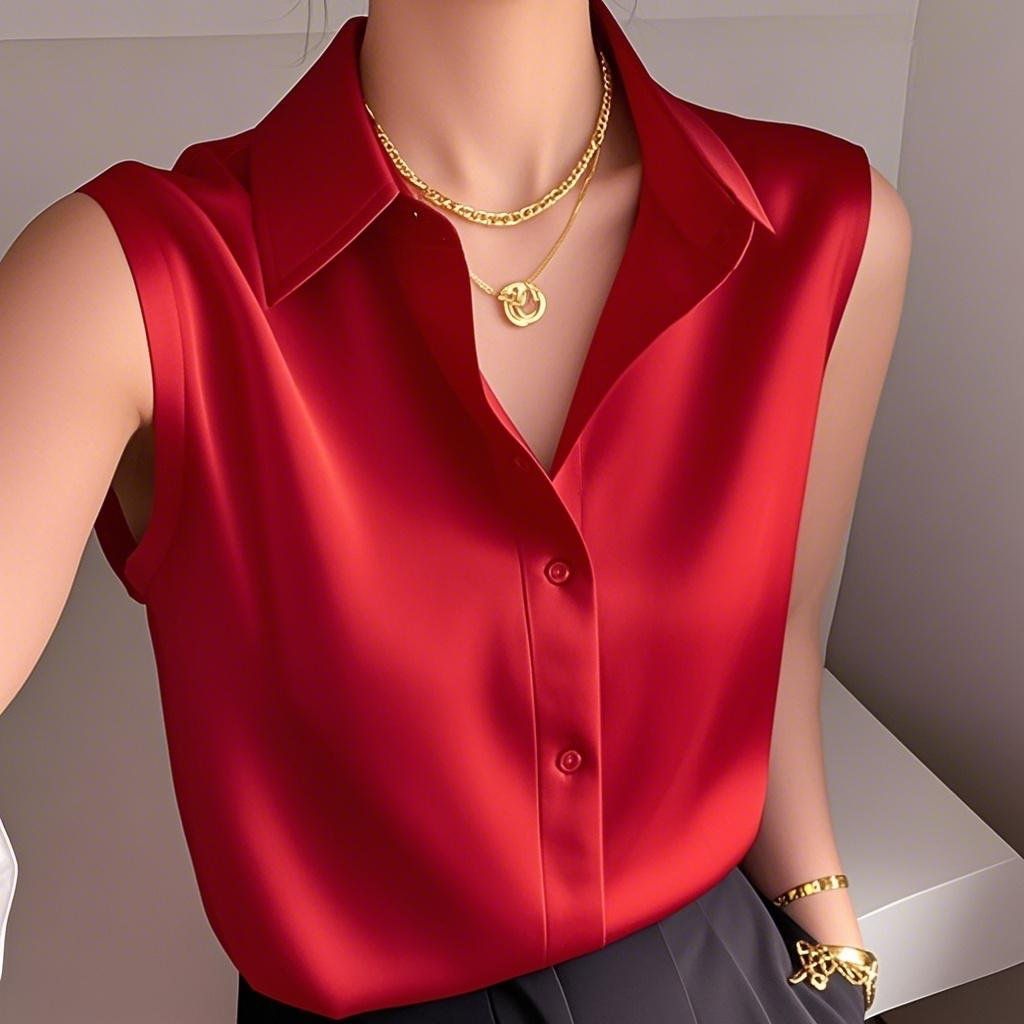 New Summer Korean-style Sleeveless Polo-neck Shirt