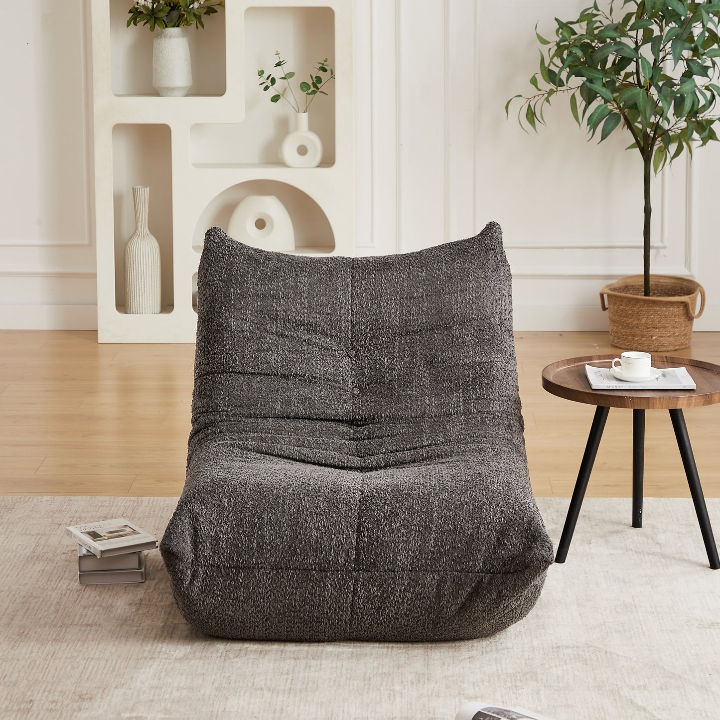 Chenille Caterpillar Sponge-Padded Sofa, Floor-Level Lounge Chair, Armless Decorative Chair, Fireplace Lounge Chair, And Comfortable Floor-Level Sofa For Living Rooms, Bedrooms, Game Rooms, And Office