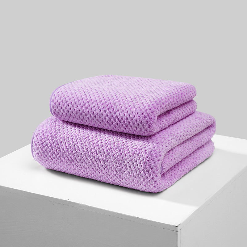 Coral Fleece Pineapple-check Soft Bath Towel