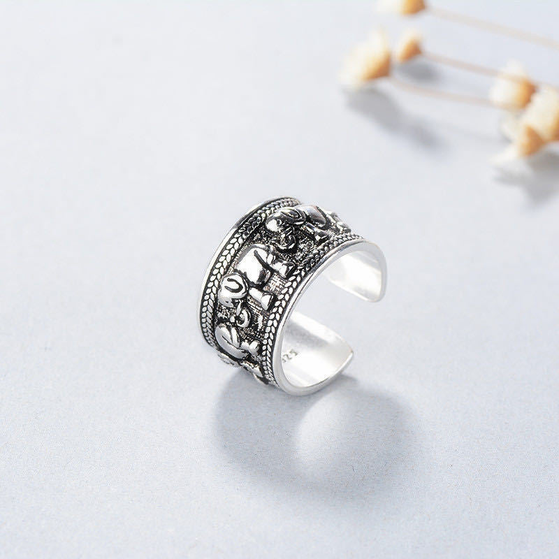 Japanese-Korean Retro Ethnic Style Wide Elephant Retro Ring