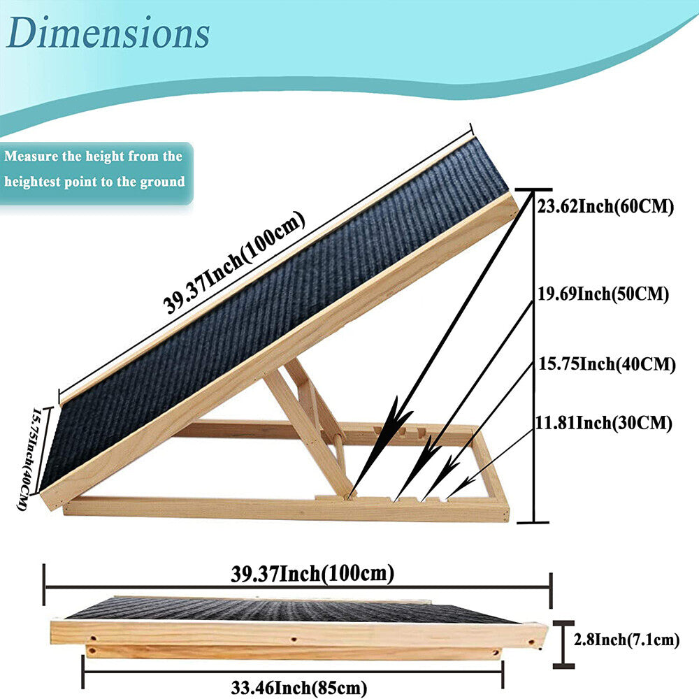 Foldable Dog Pet Ramp Adjustable Height Dogs Stairs For Bed Sofa Car 1 00cm