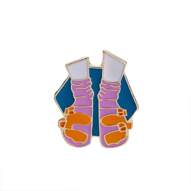 Creative Long Hair Beauty Bicycle Wishing Bottle Socks Cartoon Enamel Brooch