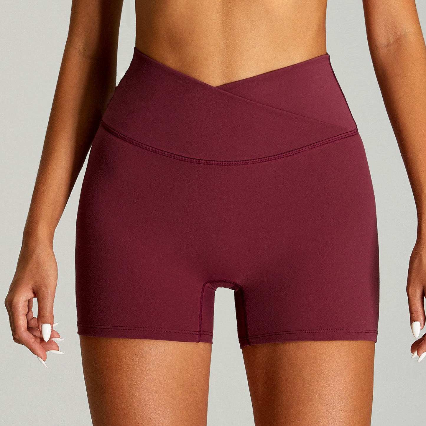 Nude Feel Cross High Waist Yoga Shorts Women's Tight Sports And Fitness Shorts