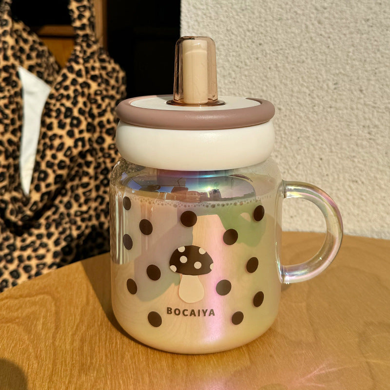 New Large Capacity Glass Cup With Tea Water Separation And A Straw