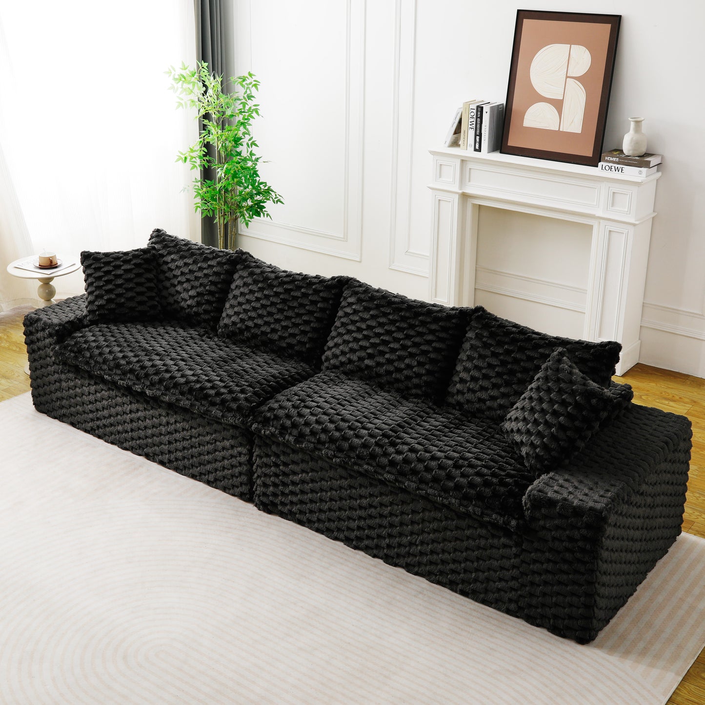 Luxury Black Turtle Velvet Multifunctional Sofa - Arrangeable In Single Row, Side-by-Side Or Facing Each Other, Stylish Living Room Furniture For Cozy Home Decor