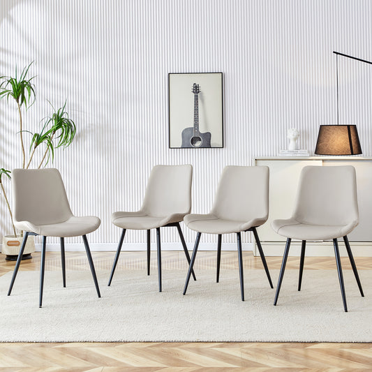 4-piece Set Of Faux Leather Dining Chairs Modern Design With Wide Seat, Backrest & Non-slip Metal Feet For Home Office