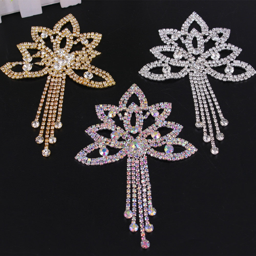 Bridal Accessories Crystal Applique Rhinestone Welding Tassel Rhinestone Flower