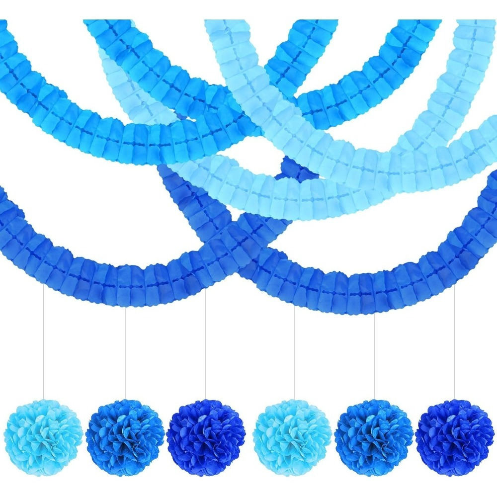 Party Decorations & Accessories - Paper Wall Decorations, 12-Piece Garland Set, Paper Party Garlands, Banners, Party Decorations, Blue Paper, Oktoberfest Party Accessories, Oktoberfest Beer Tent